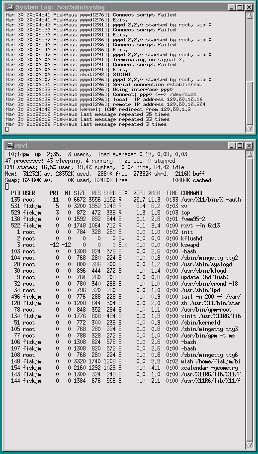 Rxvt with tail and
top